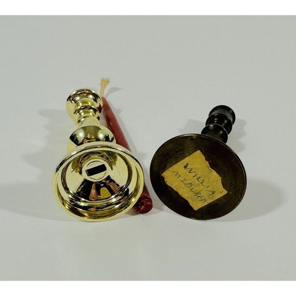 Candlestick Candle Holders Mini Metal Round Base Vintage MCM Gold Brass Decor - Picture 9 of 9
